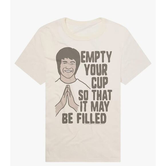 Popfunk Bruce Lee The Open Minded T Shirt New With Tags Size Adult Small Cream - Picture 1 of 5